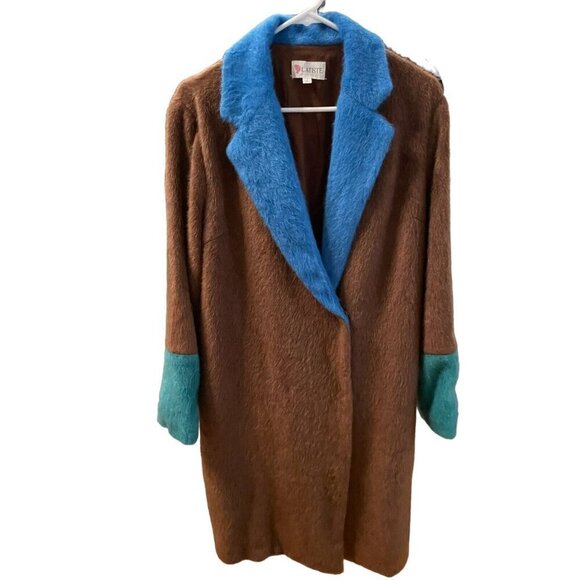 L'atiste Jackets & Blazers - L'atiste By Amy Womens Brown Blue Notch Lapel Double Breasted Coat Size L